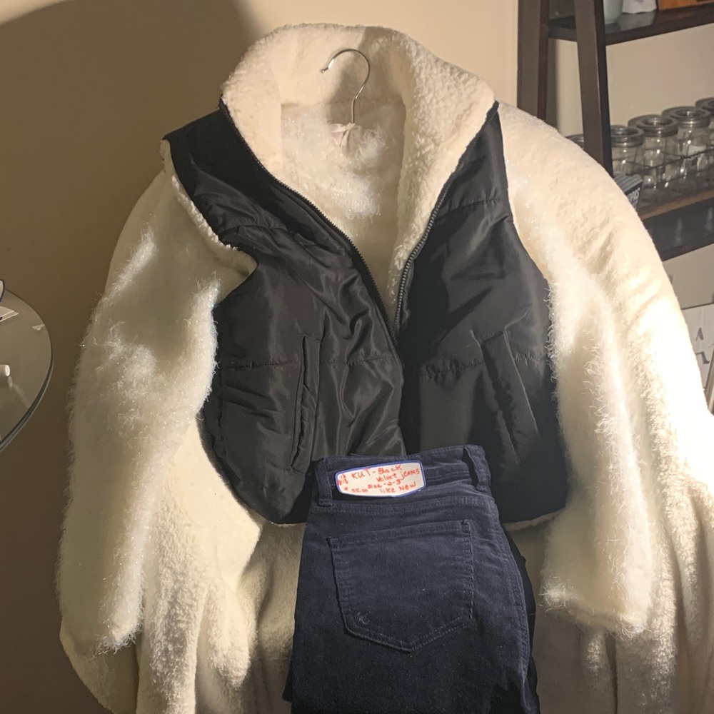 Elegant Black and White Women's Vest and jeans